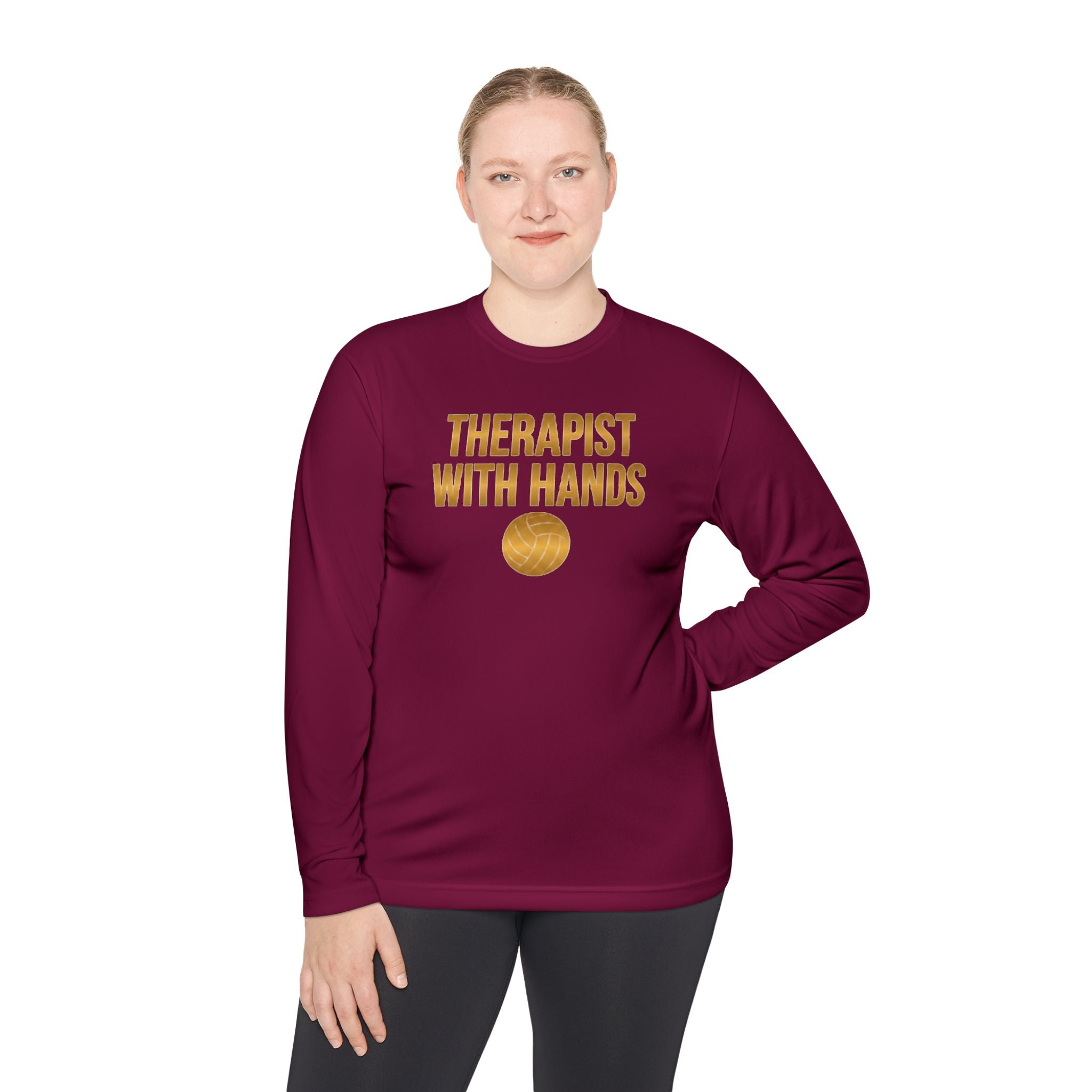 "Therapist With Hands" Volleyball Long Sleeve Tee — 'Setter' Athletic Long Sleeve