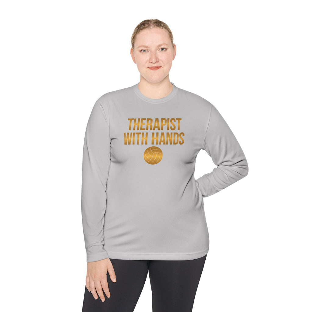"Therapist With Hands" Volleyball Long Sleeve Tee — 'Setter' Athletic Long Sleeve
