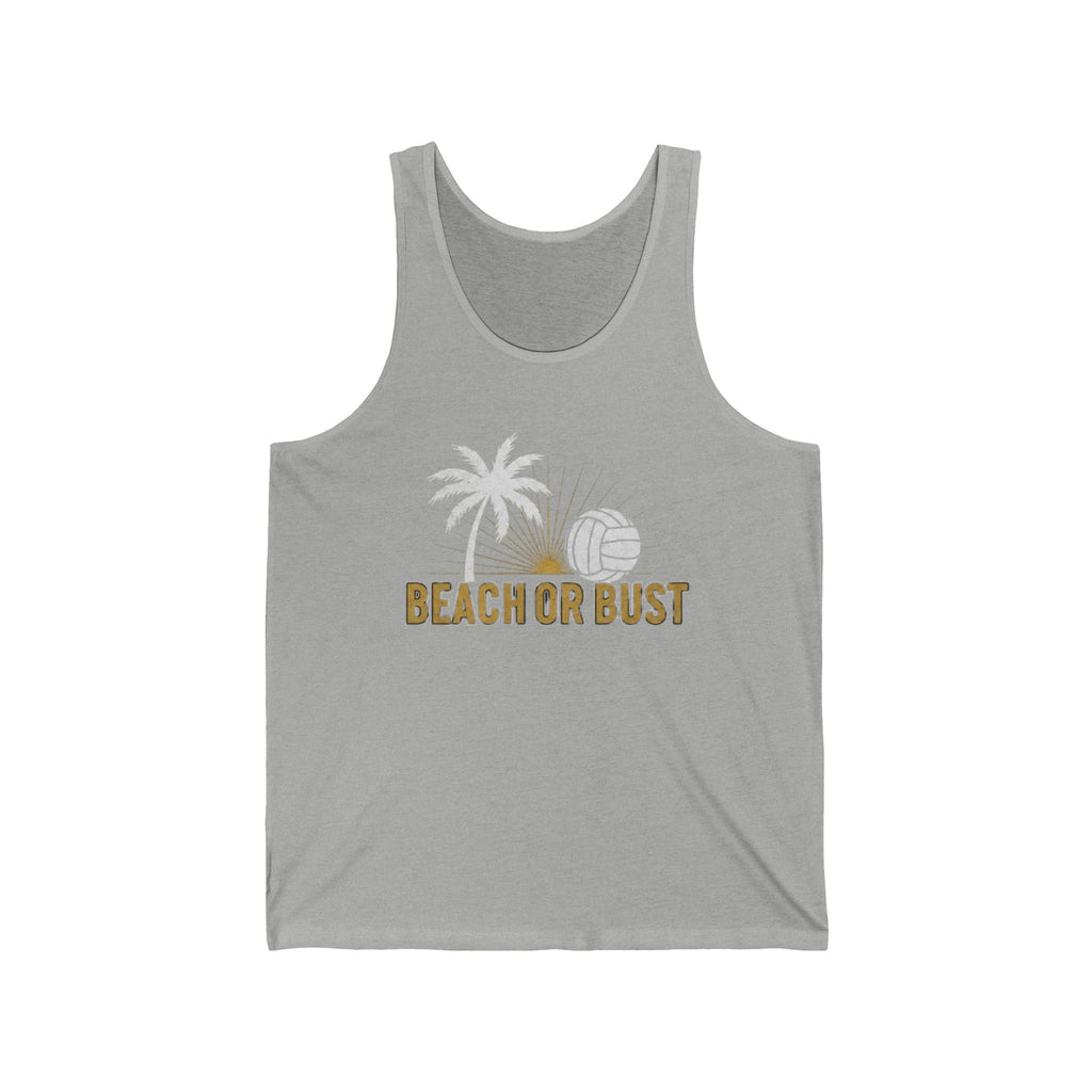 Beach or Bust Tank Top — Beach Volleyball Palm Tree Graphic Tank
