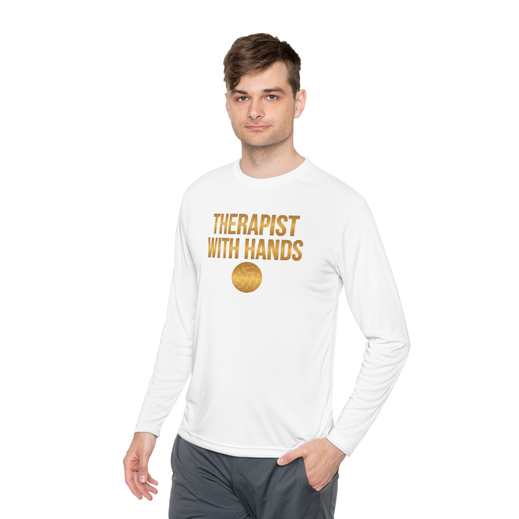 "Therapist With Hands" Volleyball Long Sleeve Tee — 'Setter' Athletic Long Sleeve