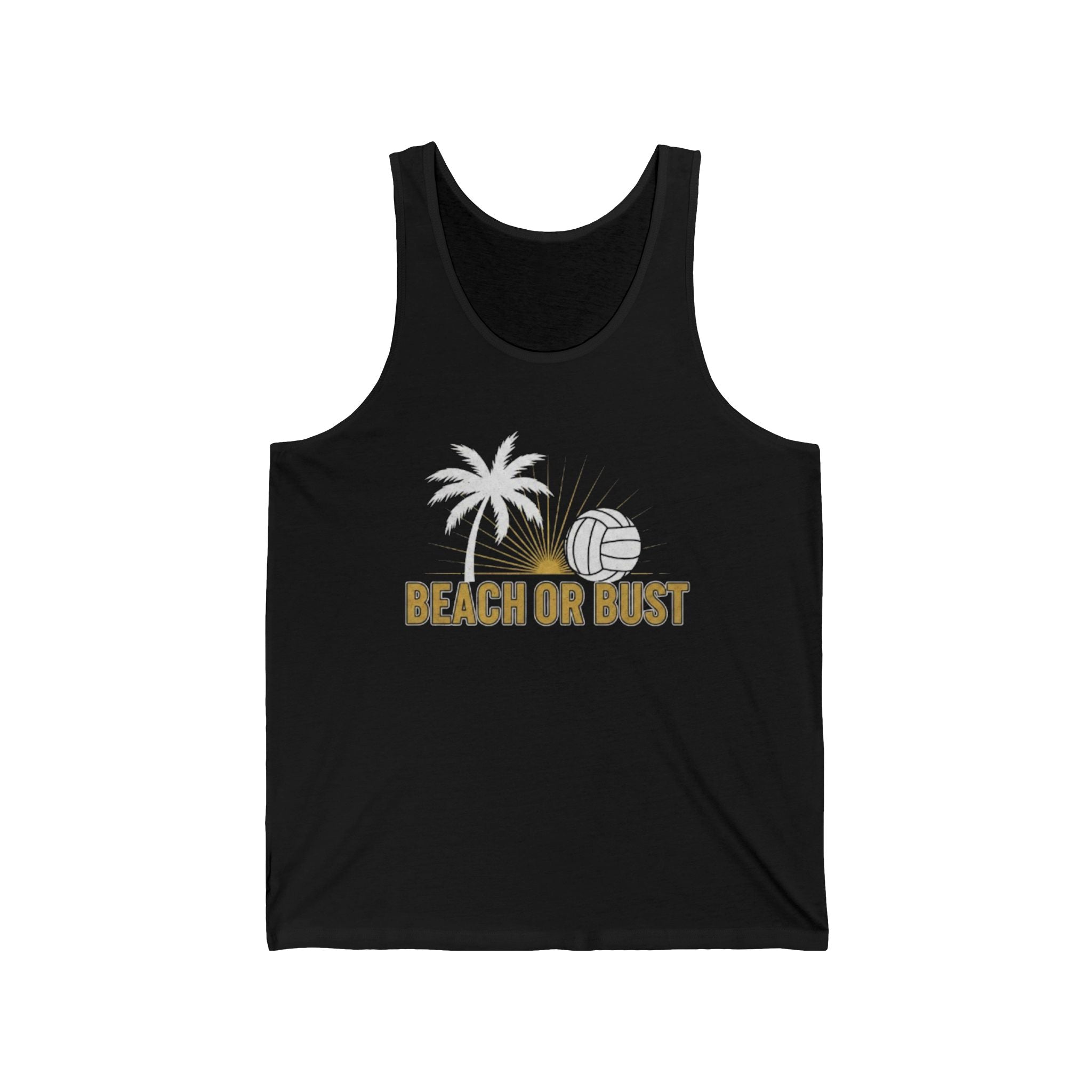 Beach or Bust Tank Top — Beach Volleyball Palm Tree Graphic Tank