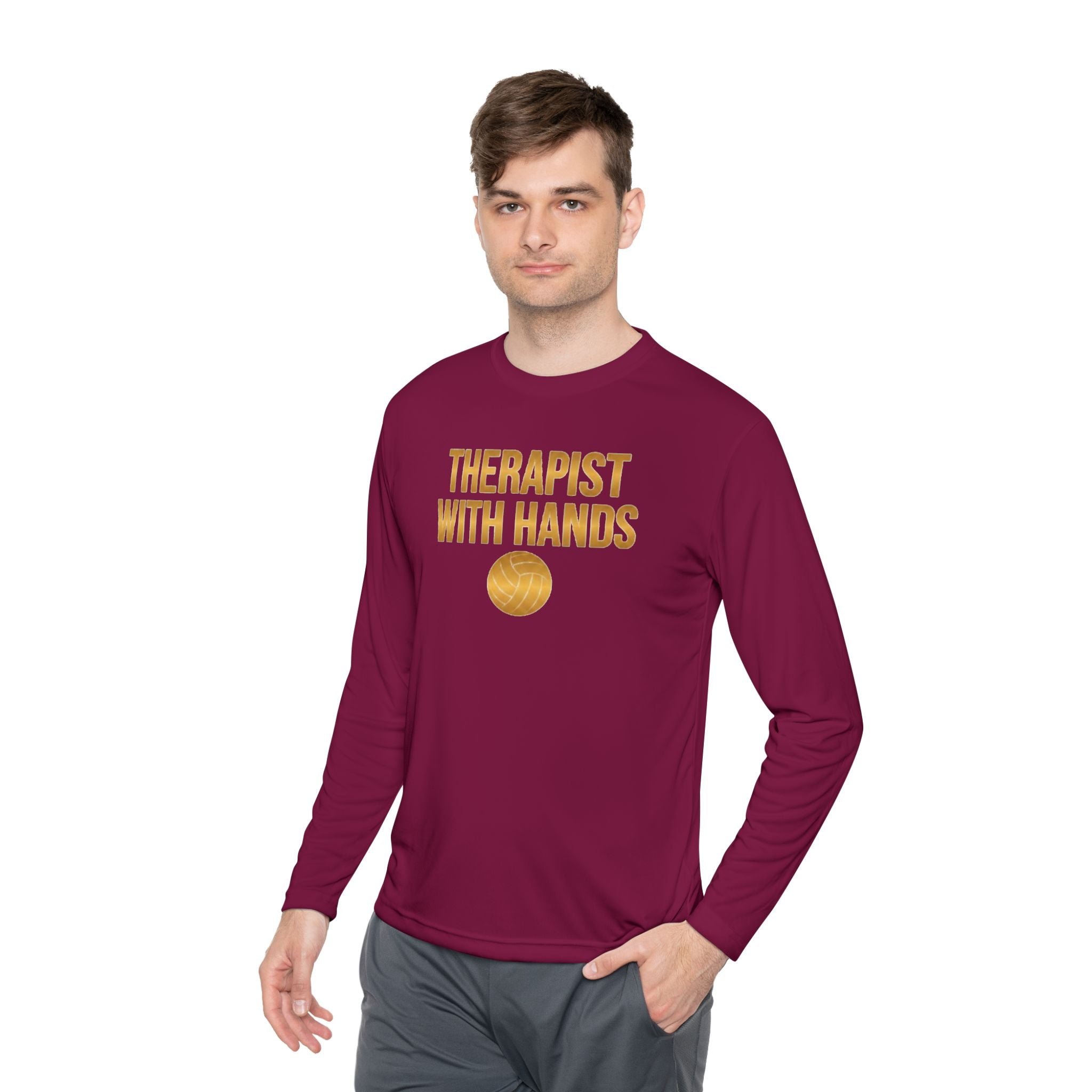 "Therapist With Hands" Volleyball Long Sleeve Tee — 'Setter' Athletic Long Sleeve