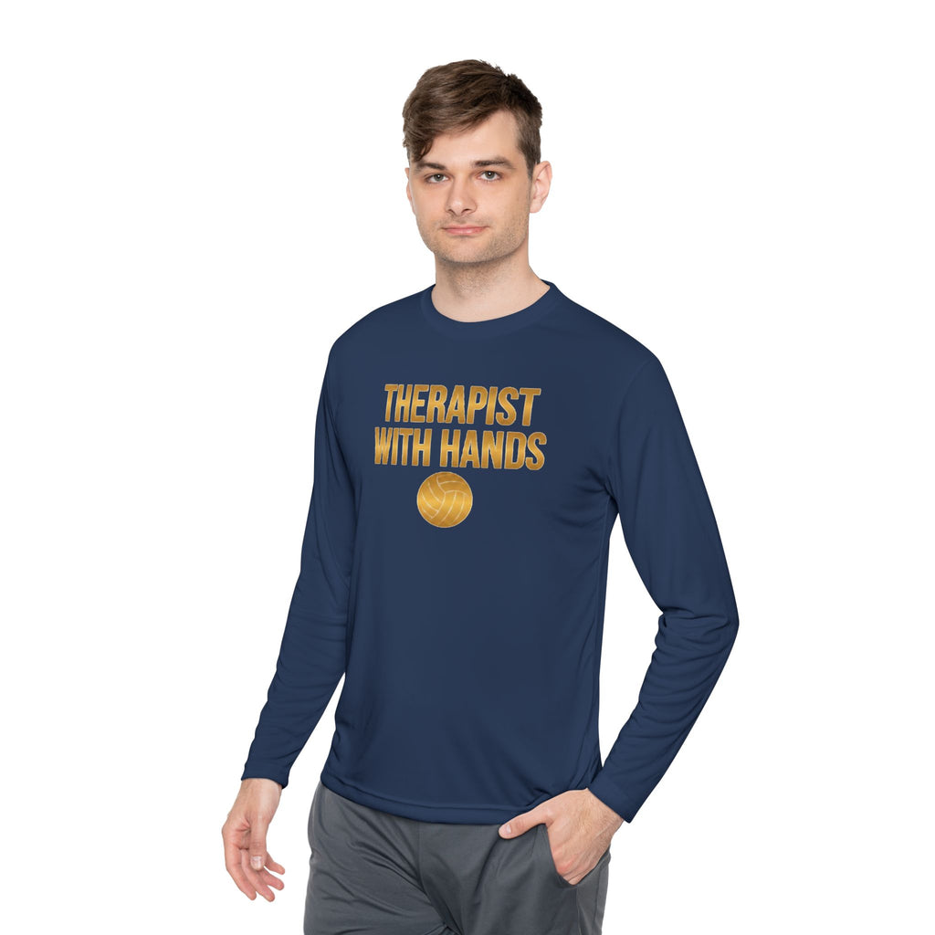 "Therapist With Hands" Volleyball Long Sleeve Tee — 'Setter' Athletic Long Sleeve
