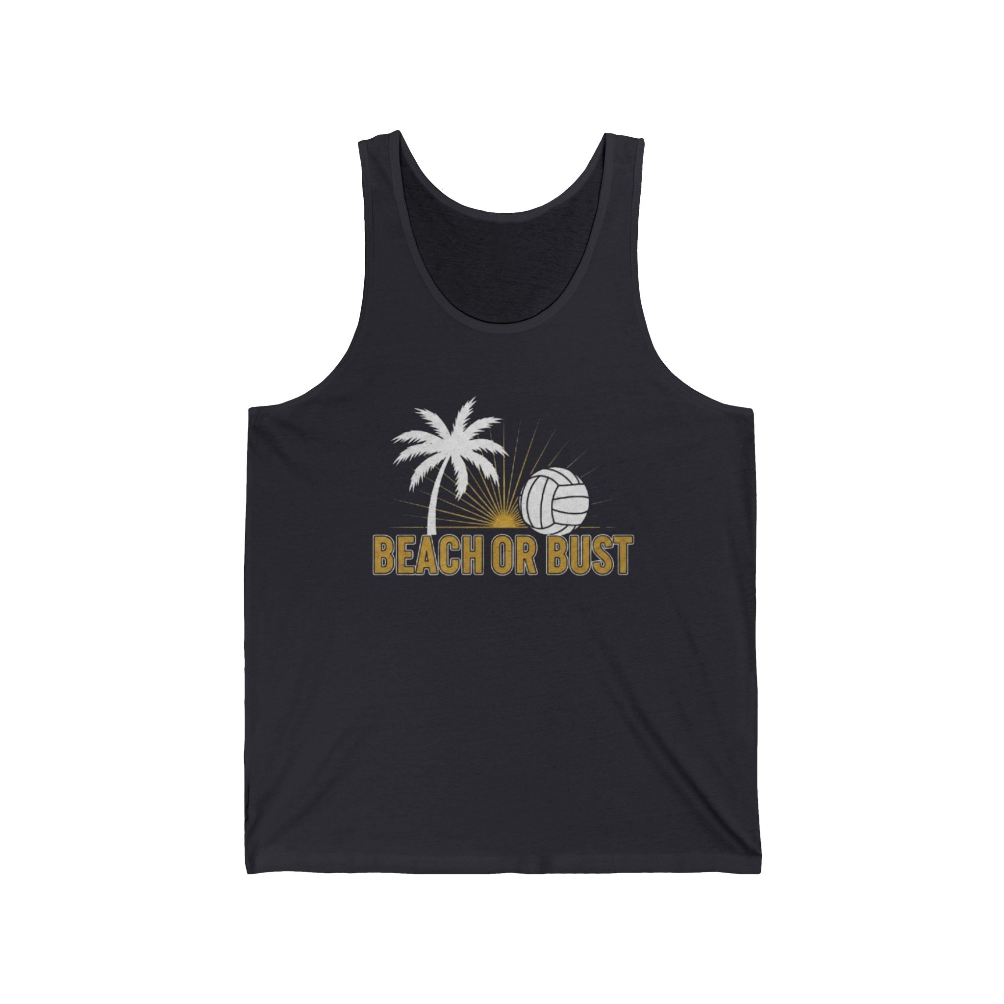 Beach or Bust Tank Top — Beach Volleyball Palm Tree Graphic Tank