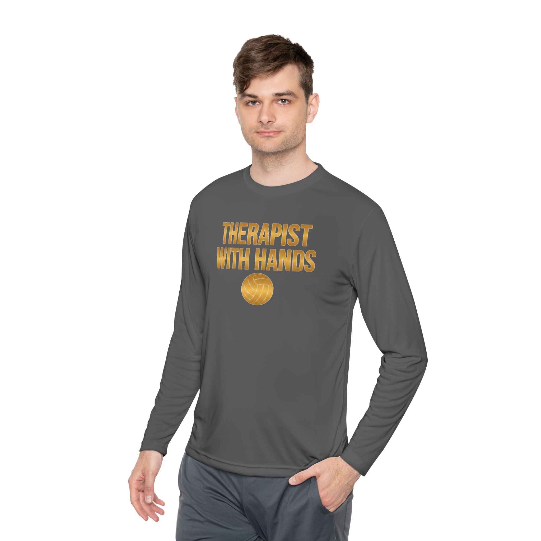 "Therapist With Hands" Volleyball Long Sleeve Tee — 'Setter' Athletic Long Sleeve