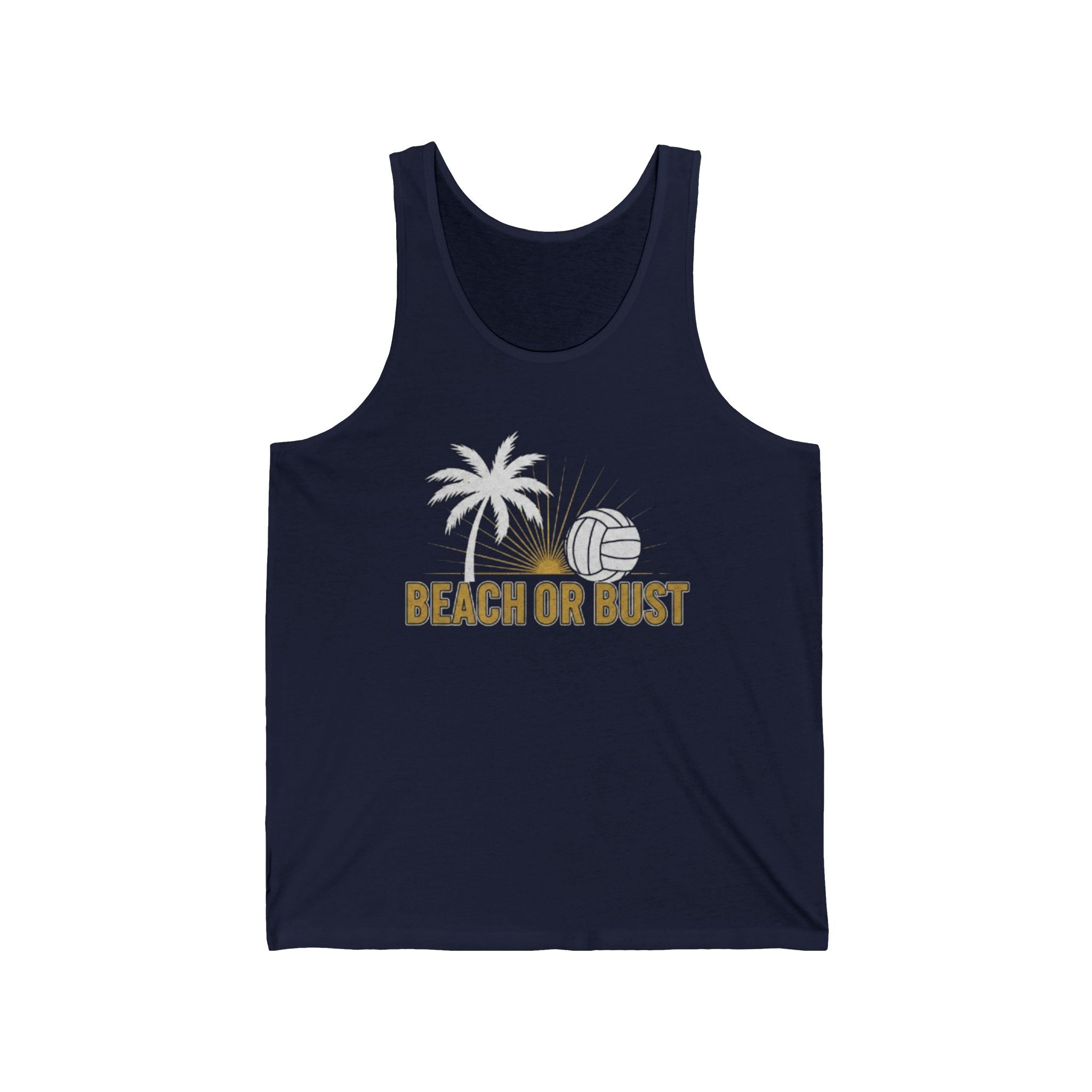 Beach or Bust Tank Top — Beach Volleyball Palm Tree Graphic Tank