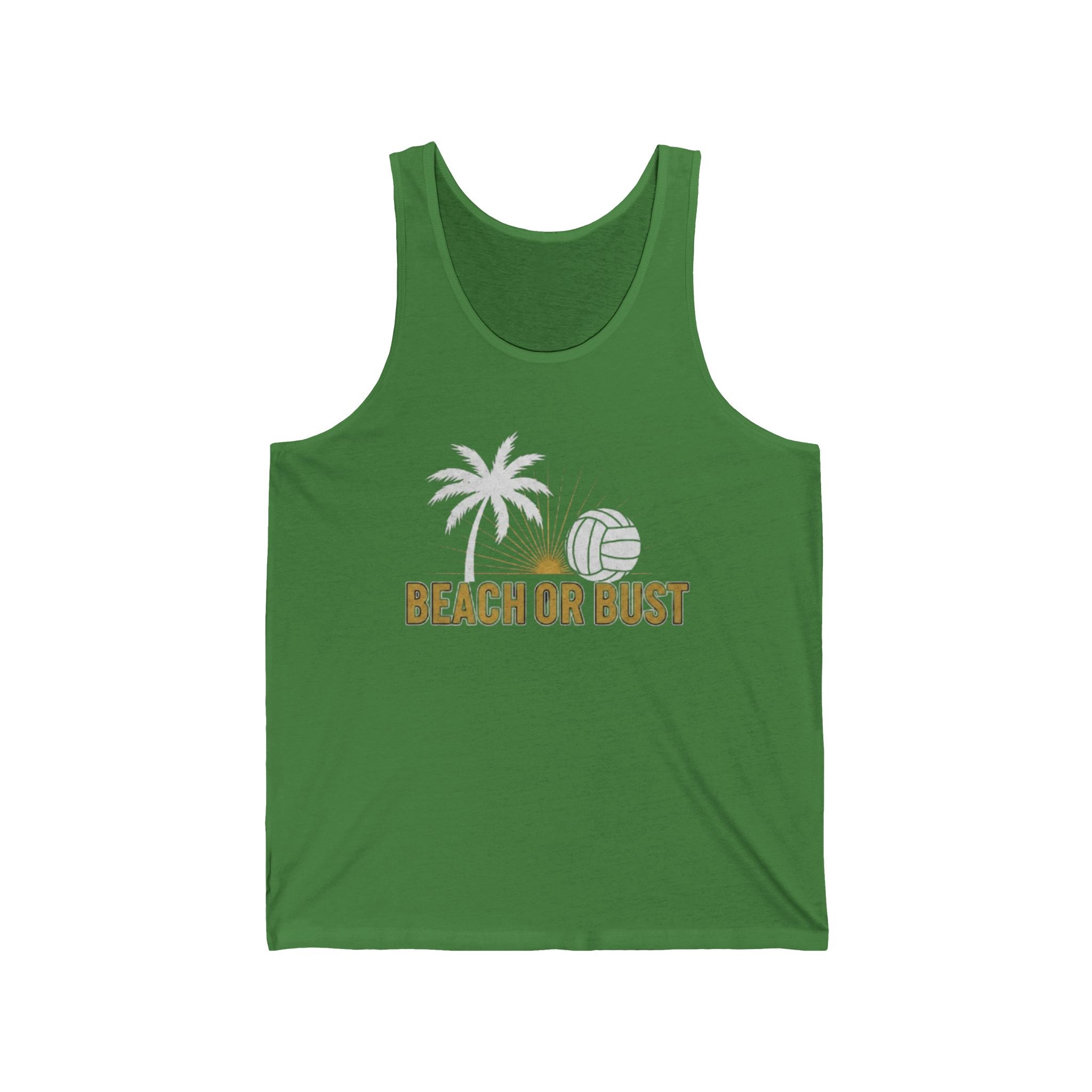 Beach or Bust Tank Top — Beach Volleyball Palm Tree Graphic Tank