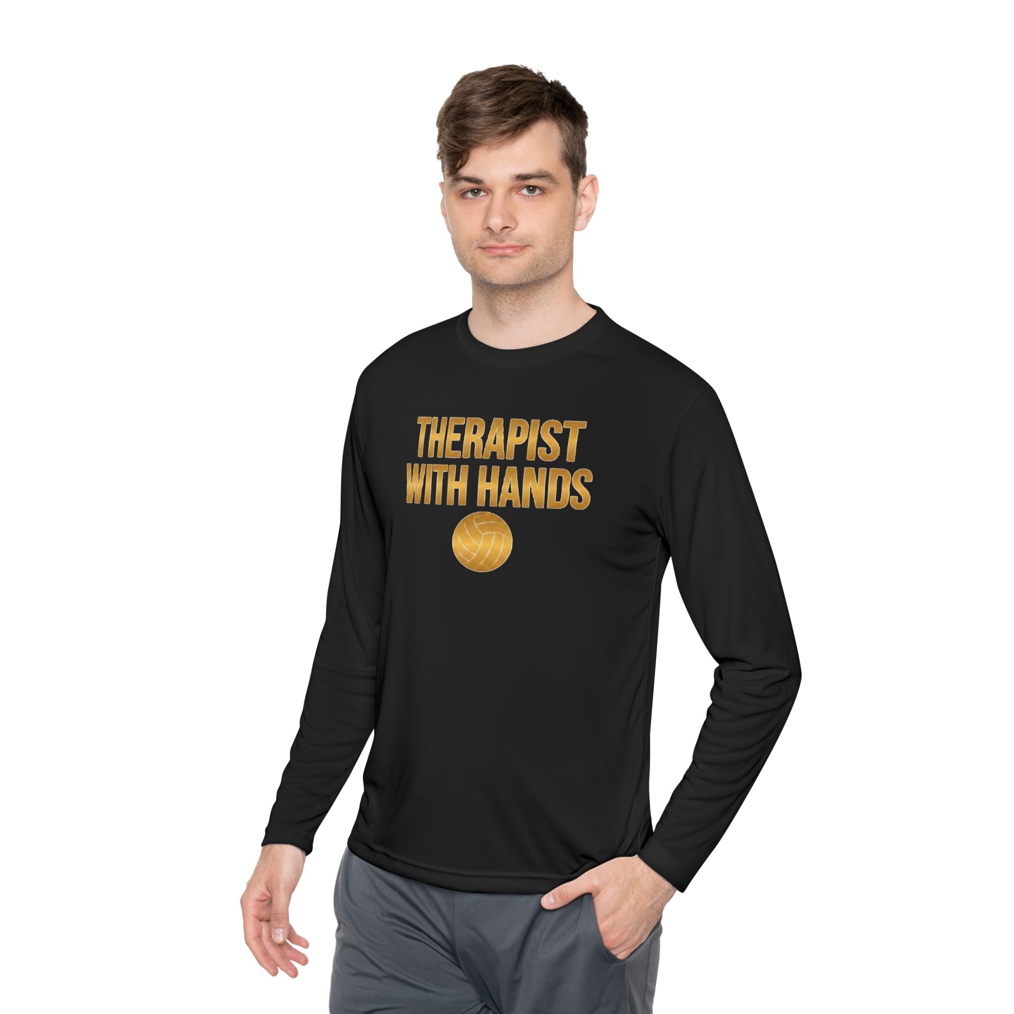 "Therapist With Hands" Volleyball Long Sleeve Tee — 'Setter' Athletic Long Sleeve
