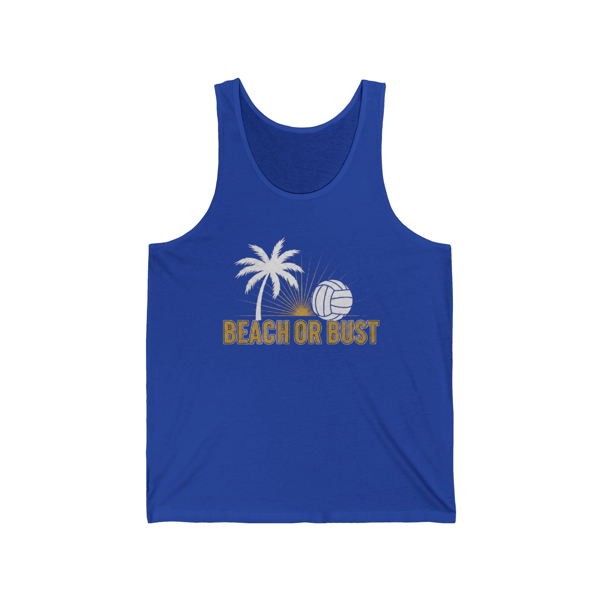 Beach or Bust Tank Top — Beach Volleyball Palm Tree Graphic Tank