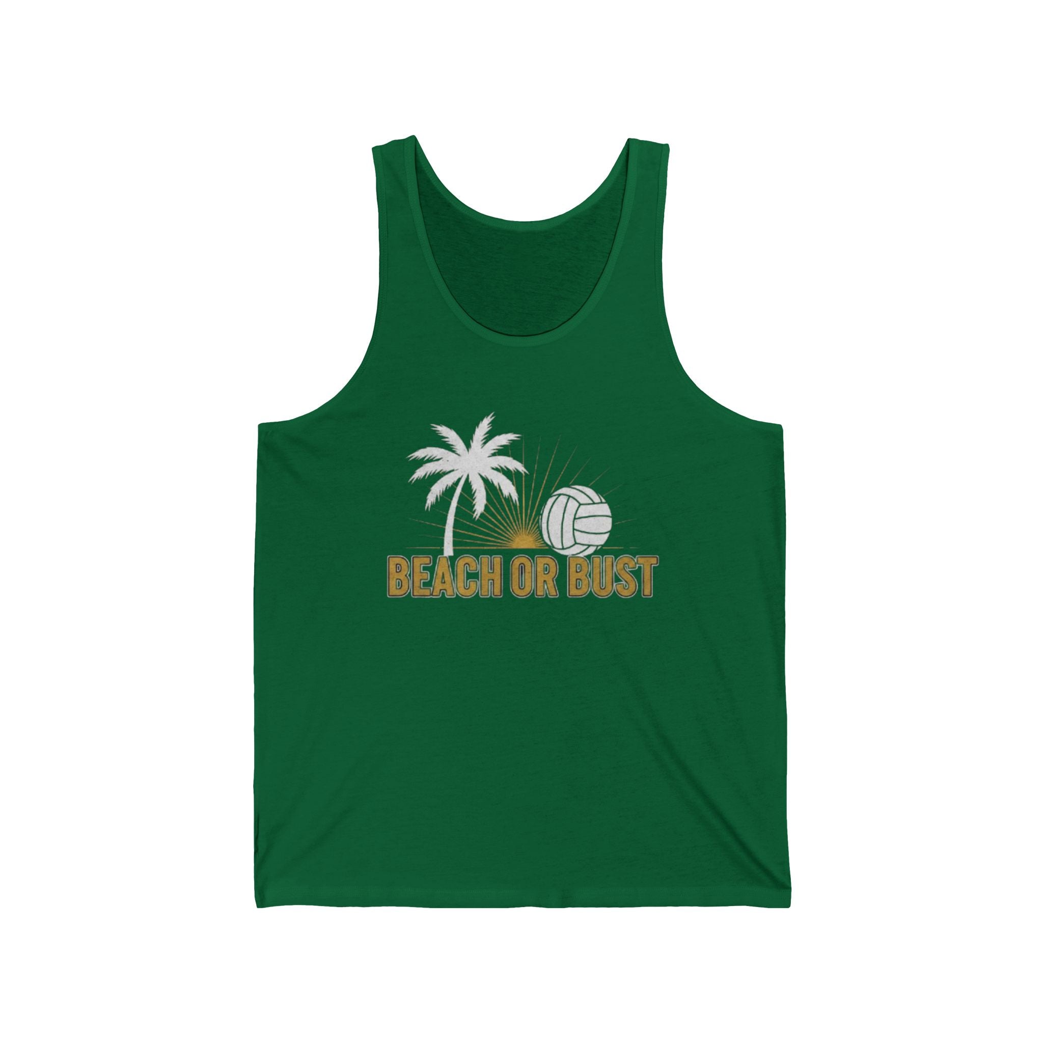 Beach or Bust Tank Top — Beach Volleyball Palm Tree Graphic Tank