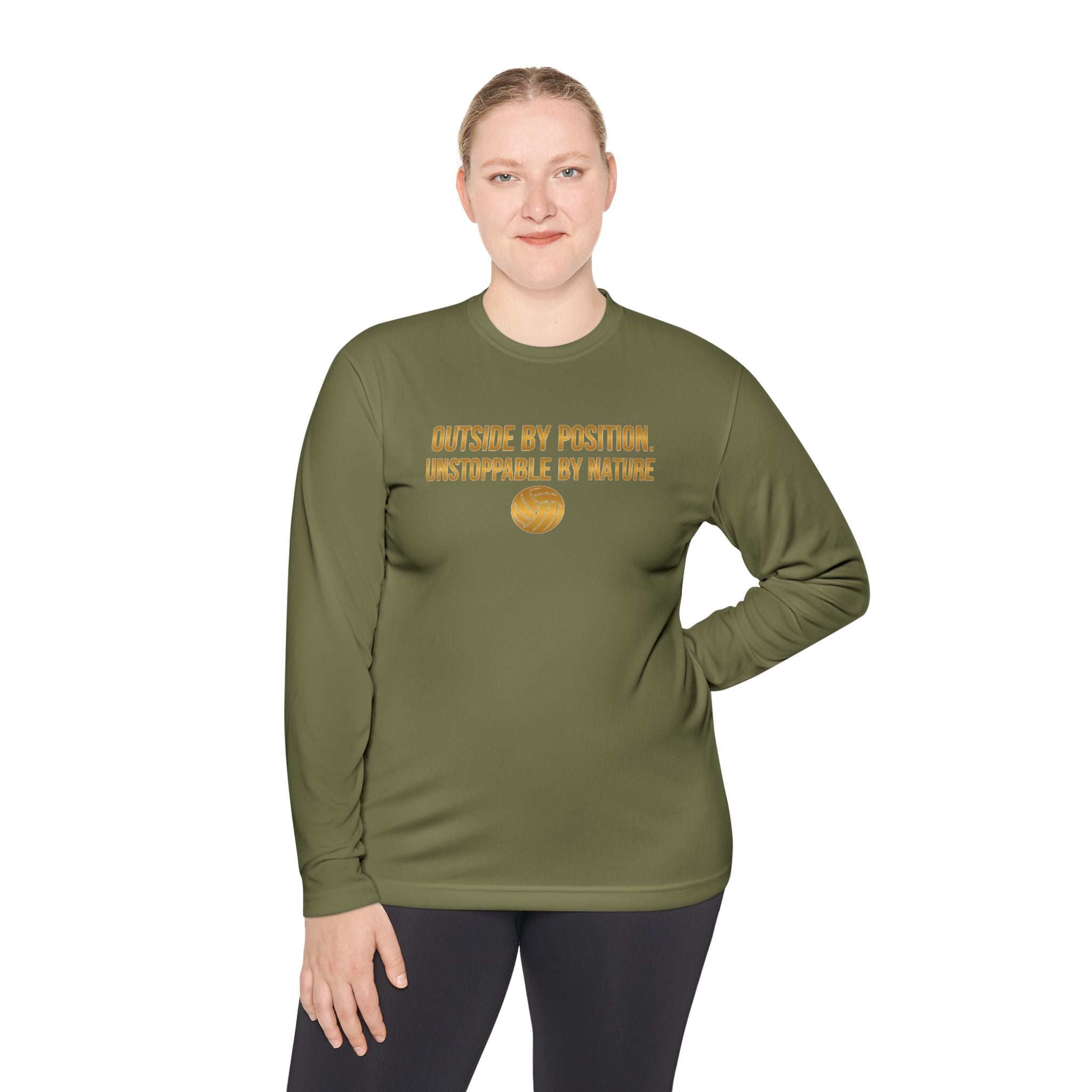 Outside Hitter Volleyball Long Sleeve Warm Up — "Outside by Position. Unstoppable by Nature"